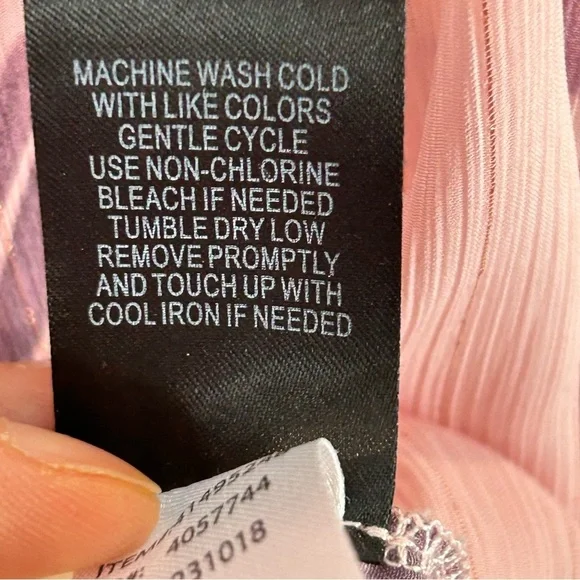 Torrid Crinkle Chiffon Pink Peasant Lurex Sheered Long Sleeve Blouse Size 1 - Picture 9 of 11